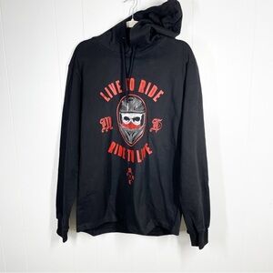NWT Moto Loot Black Live to Ride Black Graphic Hoodie M